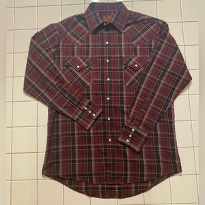 Plains Western Wear Shirt Mens Size Medium Pearl Snap Button Up
